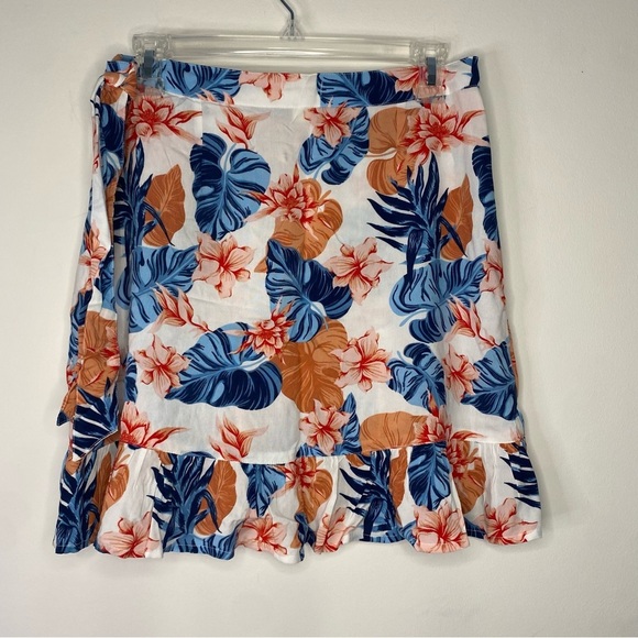NWT Floral Roxy Mini Wrap Tropical Skirt Beachy Vacation Size Medium Preppy 90s - Picture 9 of 12